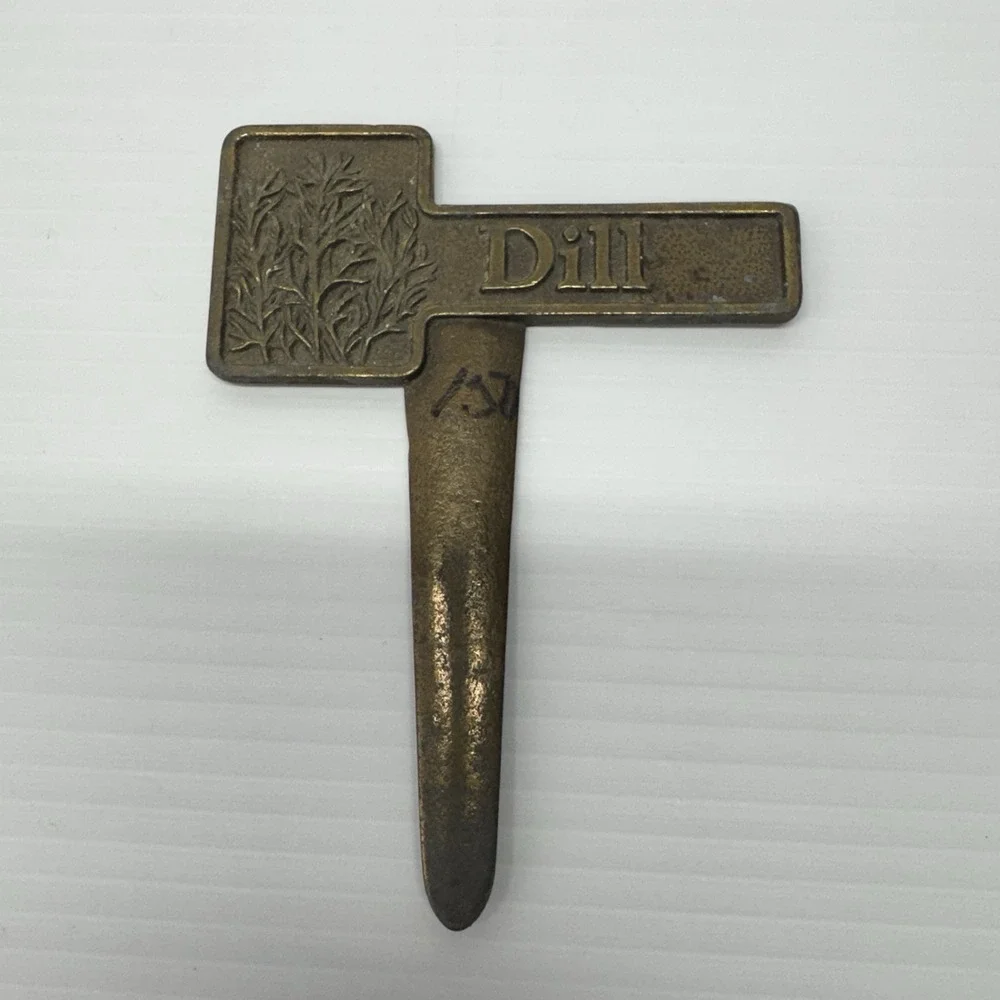 Vintage Solid Brass Herb Spice Plant Garden Marker Dill